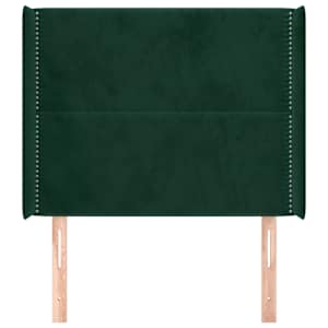 Čelo postele typu ušák tmavě zelená 103x16x118/128 cm samet - obrázek 3