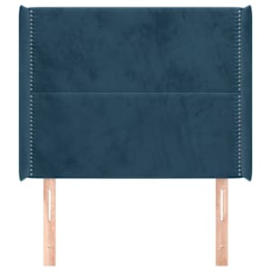 Čelo postele typu ušák tmavě modrá 103x16x118/128 cm samet - obrázek 3