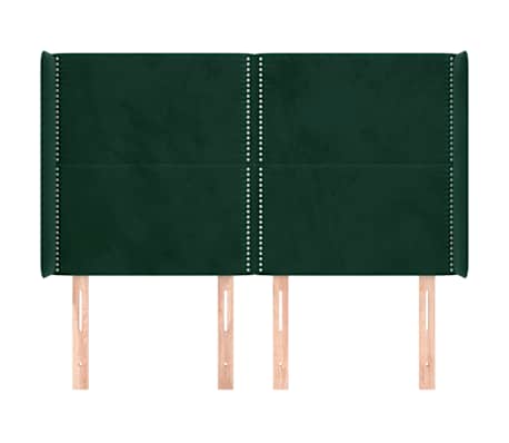 vidaXL Kopfteil mit Ohren Dunkelgr&uuml;n 147x16x118/128 cm Samt