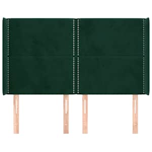 vidaXL Kopfteil mit Ohren Dunkelgr&uuml;n 147x16x118/128 cm Samt