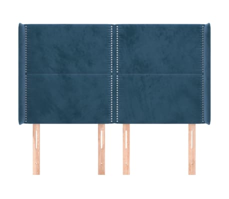 vidaXL Tăblie pat cu urechi albastru &icirc;nchis 147x16x118/128 cm catifea