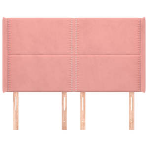 vidaXL Tăblie de pat cu aripioare, roz, 147x16x118/128 cm, catifea