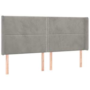 Čelo postele typu ušák světle šedé 163x16x118/128 cm samet - obrázek 2