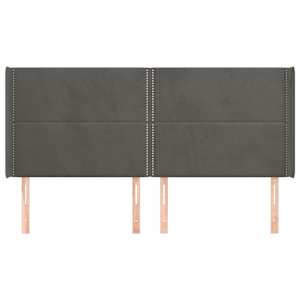 Čelo postele typu ušák tmavě šedé 163x16x118/128 cm samet - obrázek 3