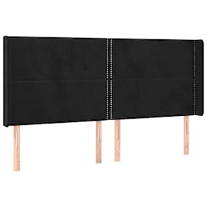 Čelo postele typu ušák černé 163x16x118/128 cm samet - obrázek 2