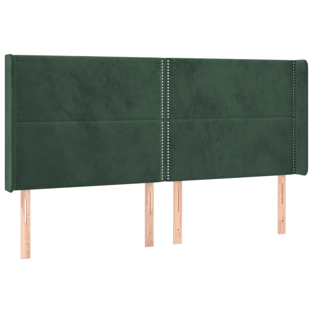 vidaXL Čelo postele typu ušák tmavě zelená 163x16x118/128 cm samet