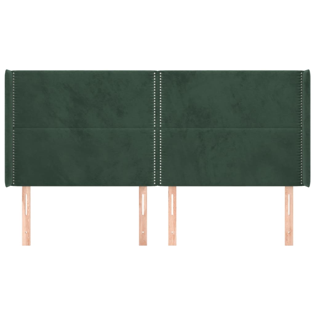 vidaXL Tăblie pat cu aripioare verde închis 163x16x118/128 cm catifea