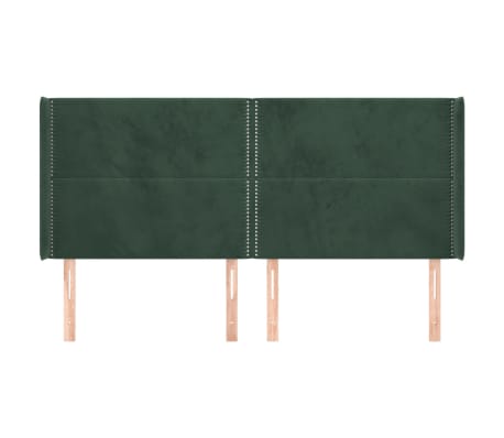 vidaXL Tăblie pat cu aripioare verde închis 163x16x118/128 cm catifea