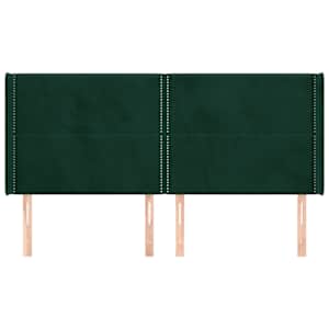 vidaXL Tăblie pat cu aripioare verde &icirc;nchis 163x16x118/128 cm catifea