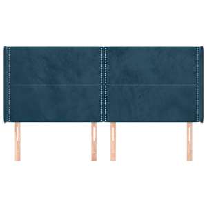 Čelo postele typu ušák tmavě modrá 163x16x118/128 cm samet - obrázek 3