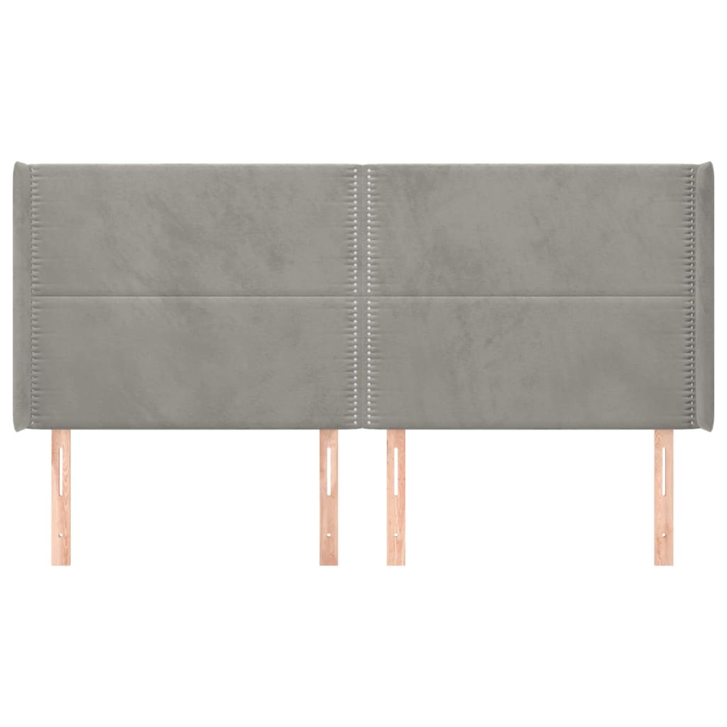vidaXL Hoofdbord met randen 183x16x118/128 cm fluweel lichtgrijs afbeelding