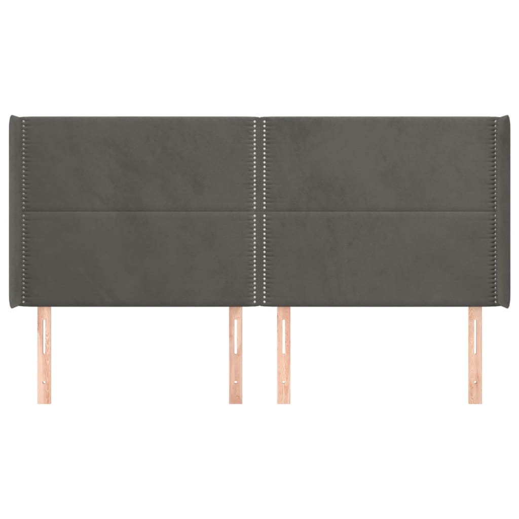 vidaXL Hoofdbord met randen 183x16x118/128 cm fluweel donkergrijs afbeelding