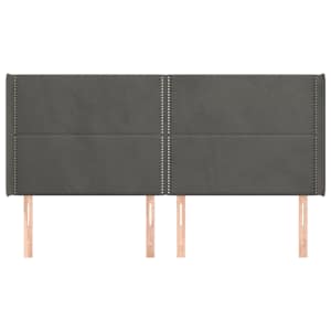 Čelo postele typu ušák tmavě šedé 183x16x118/128 cm samet - obrázek 3