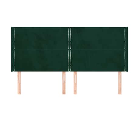 vidaXL Tăblie pat cu aripioare verde &icirc;nchis 183x16x118/128 cm catifea