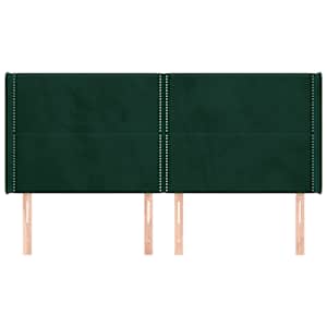 vidaXL Tăblie pat cu aripioare verde &icirc;nchis 183x16x118/128 cm catifea