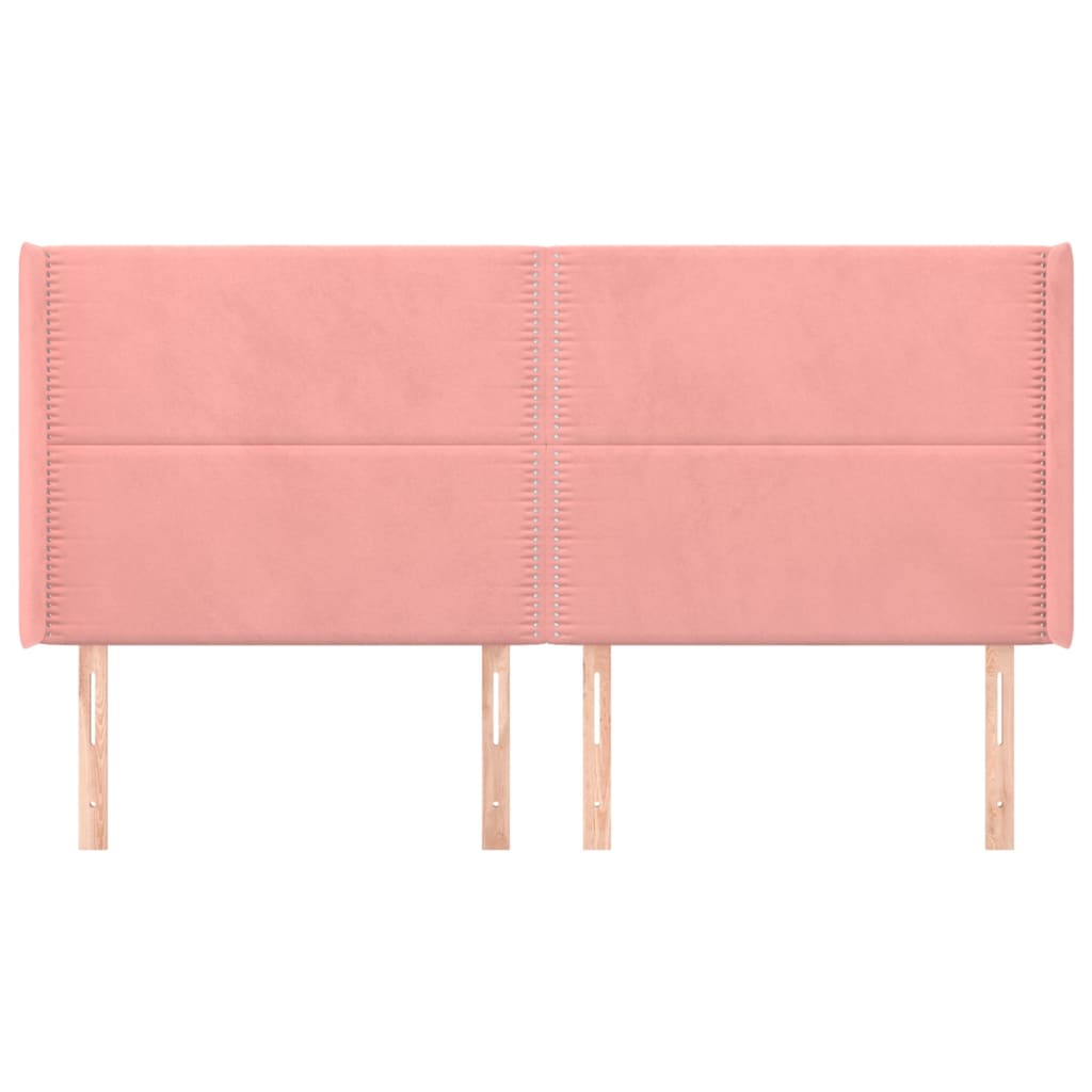 vidaXL Hoofdbord met randen 183x16x118/128 cm fluweel roze afbeelding