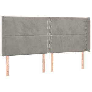 Čelo postele typu ušák světle šedé 203x16x118/128 cm samet - obrázek 2