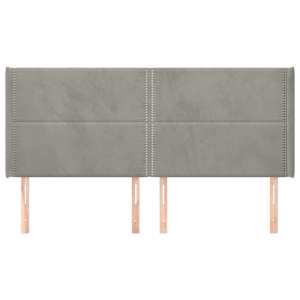 Čelo postele typu ušák světle šedé 203x16x118/128 cm samet - obrázek 3
