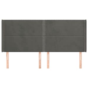 Čelo postele typu ušák tmavě šedé 203x16x118/128 cm samet - obrázek 3