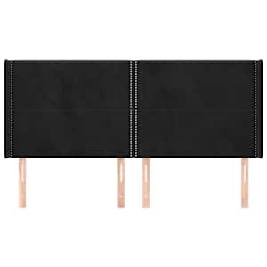Čelo postele typu ušák černé 203x16x118/128 cm samet - obrázek 3