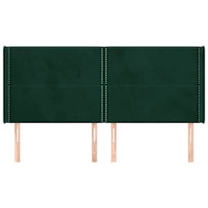 Čelo postele typu ušák tmavě zelená 203x16x118/128 cm samet - obrázek 3