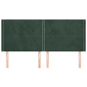 vidaXL Tăblie pat cu aripioare verde &icirc;nchis 203x16x118/128 cm catifea