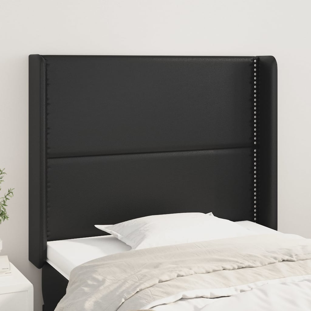 vidaXL Kopfteil mit Ohren Schwarz 83x16x118/128 cm Kunstleder