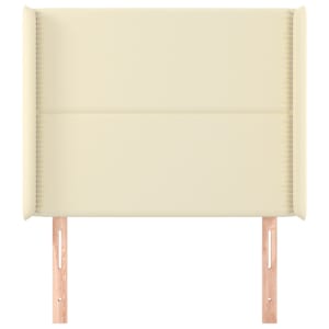 vidaXL Galvūgalis su auselėmis, kreminės, 83x16x118/128cm,dirbtinė oda