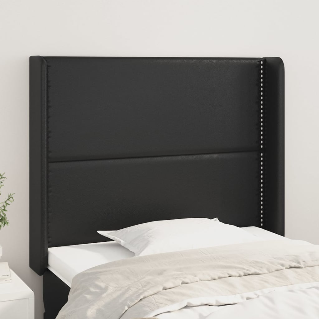 vidaXL Tăblie de pat cu aripioare, negru, 93x16x118/128 cm, piele eco