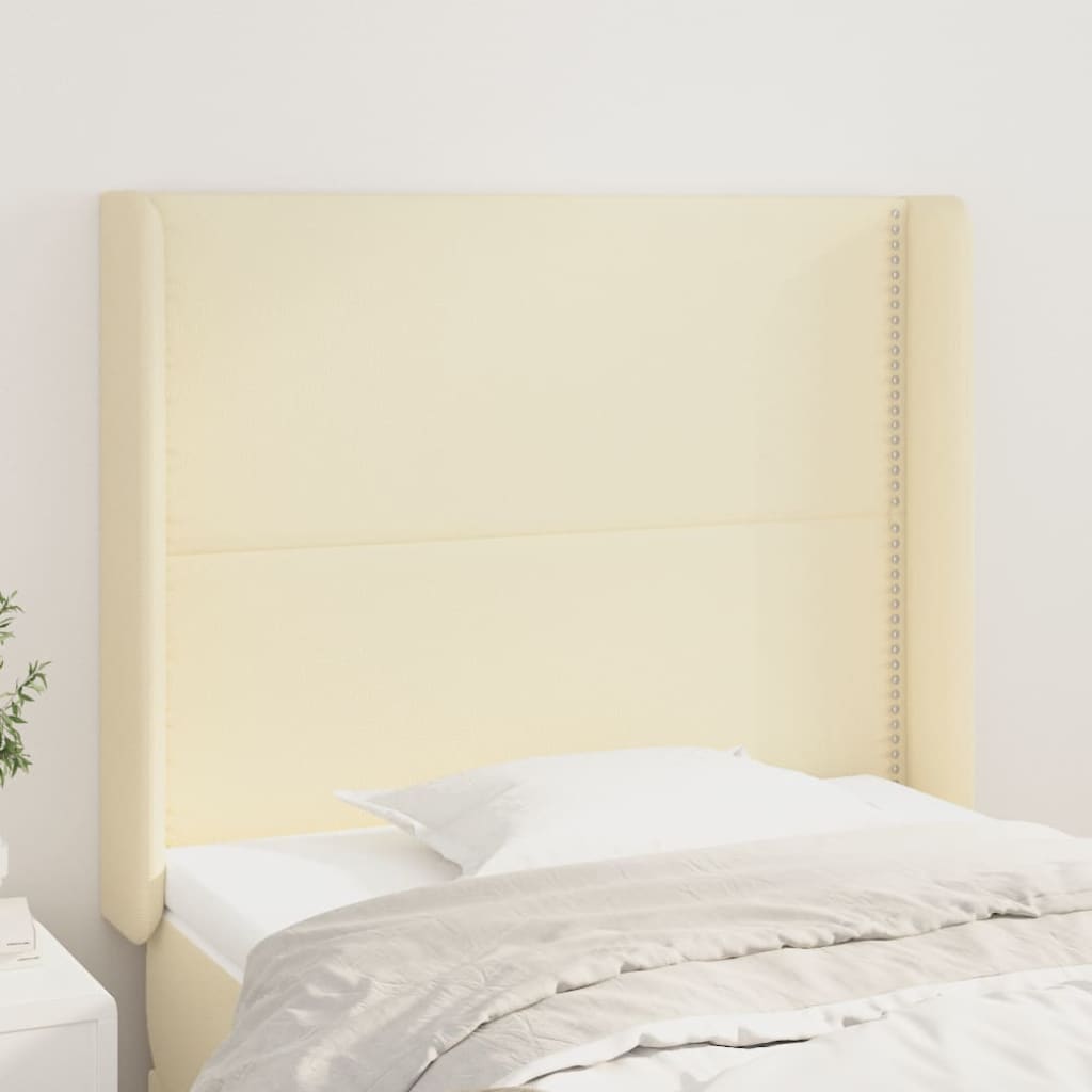 vidaXL Tăblie de pat cu aripioare, crem, 103x16x118/128 cm, piele eco