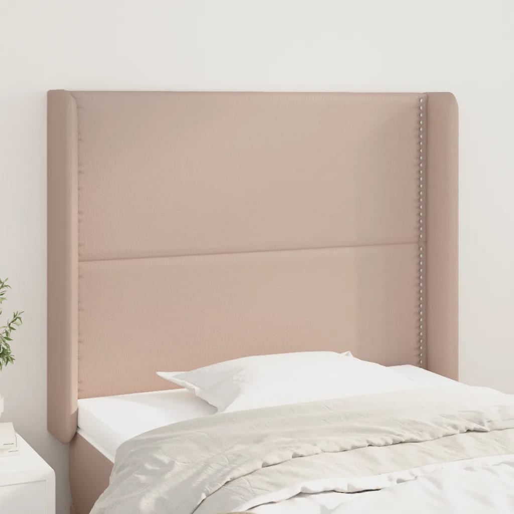 vidaXL Tăblie pat cu aripioare cappuccino 103x16x118/128 cm piele eco