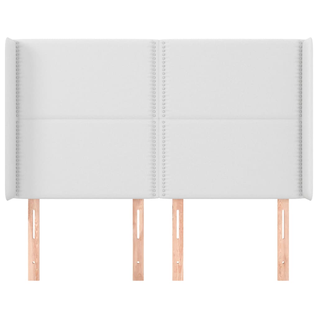 vidaXL Hoofdbord met randen 147x16x118/128 cm kunstleer wit afbeelding