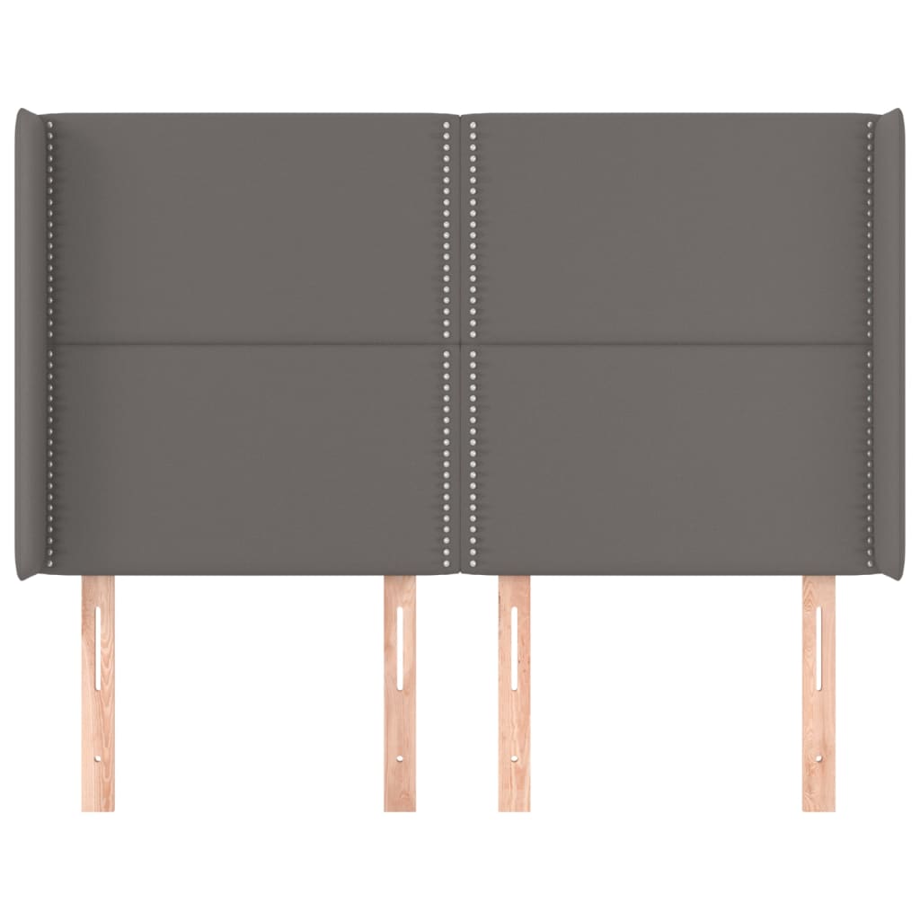 vidaXL Hoofdbord met randen 147x16x118/128 cm kunstleer grijs afbeelding