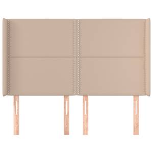 vidaXL Hoofdbord met randen 147x16x118/128cm kunstleer cappuccinokleur