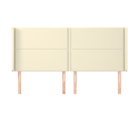 vidaXL Tăblie de pat cu aripioare, crem, 163x16x118/128 cm, piele eco