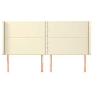 vidaXL Tăblie de pat cu aripioare, crem, 163x16x118/128 cm, piele eco
