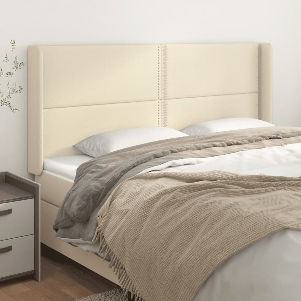 vidaXL Kopfteil mit Ohren Creme 163x16x118/128 cm Kunstleder