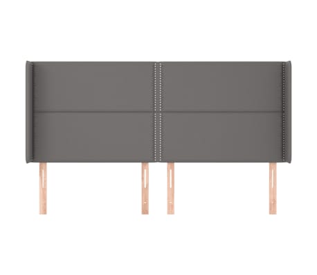 vidaXL Galvūgalis su auselėmis, pilkos, 163x16x118/128cm, dirbtinė oda