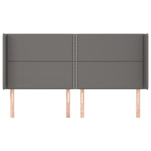 vidaXL Galvūgalis su auselėmis, pilkos, 163x16x118/128cm, dirbtinė oda