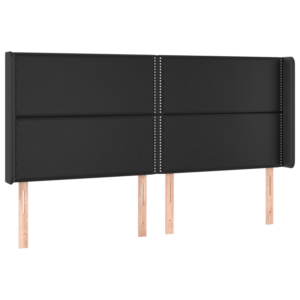 Thumbnail - vidaXL Kopfteil mit Ohren Schwarz 203x16x118/128 cm Kunstleder