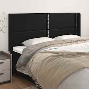 Čelo postele typu ušák černé 203x16x118/128 cm umělá kůže - obrázek 1