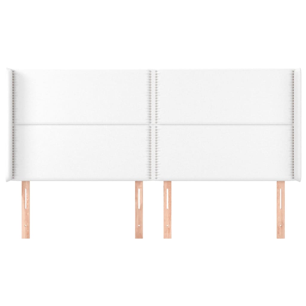 vidaXL Hoofdbord met randen 203x16x118/128 cm kunstleer wit afbeelding