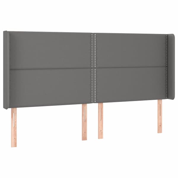 vidaXL voodipeats servadega, hall, 203x16x118/128 cm, kunstnahk