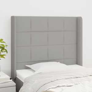 Čelo postele typu ušák světle šedé 83x16x118/128 cm textil - obrázek 1