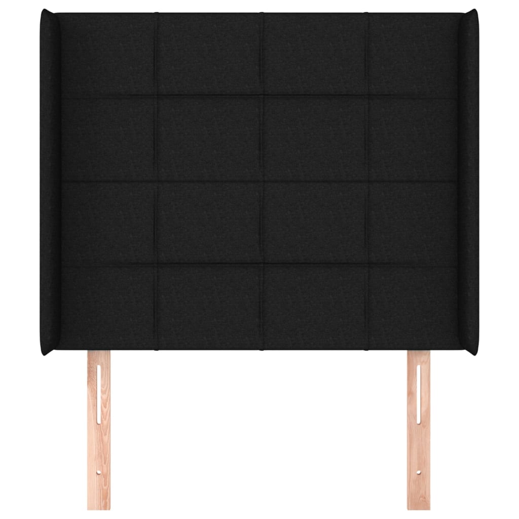 vidaXL Hoofdbord met randen 83x16x118/128 cm stof zwart afbeelding