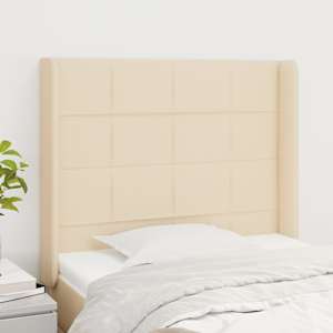 Vzglavje z ušesi krem 83x16x118/128 cm blago