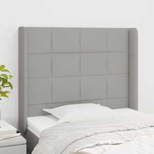 Čelo postele typu ušák světle šedé 93x16x118/128 cm textil - obrázek 1
