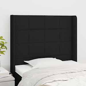 Čelo postele typu ušák černé 93x16x118/128 cm textil - obrázek 1