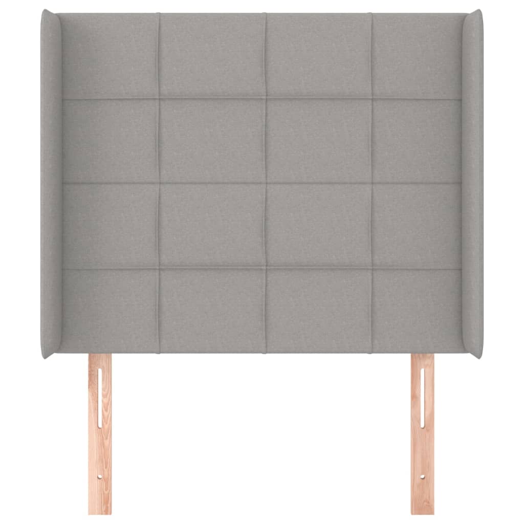 vidaXL Hoofdbord met randen 103x16x118/128 cm stof lichtgrijs afbeelding