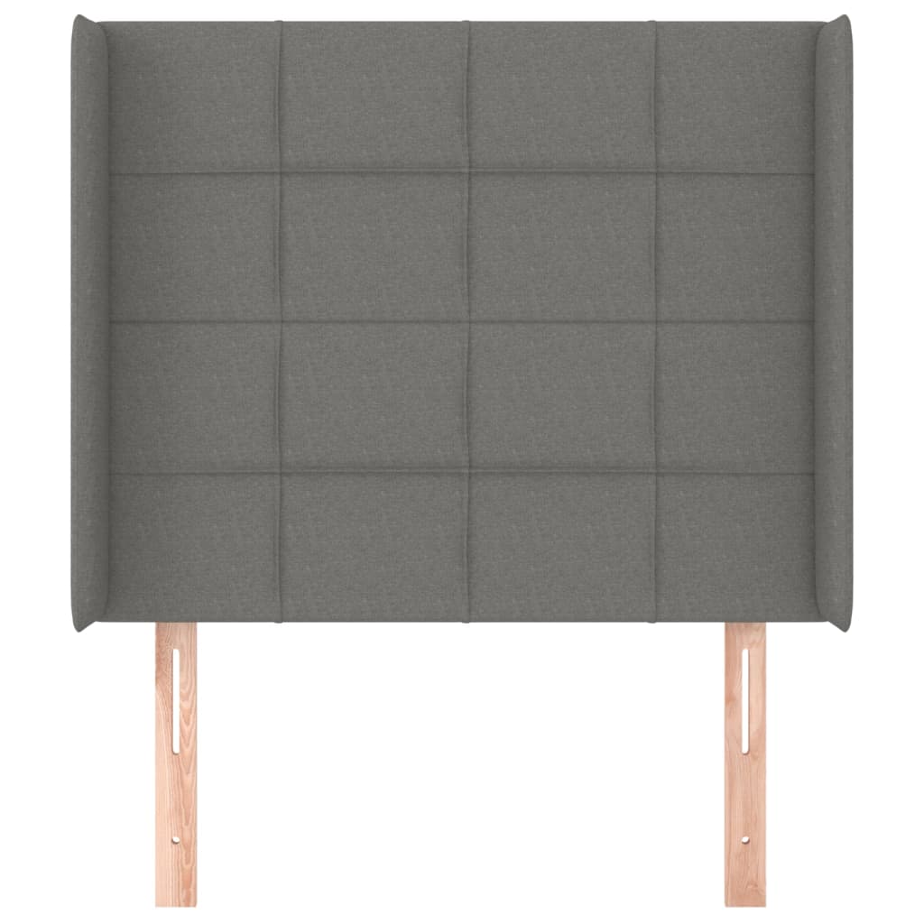 vidaXL Hoofdbord met randen 103x16x118/128 cm stof donkergrijs afbeelding